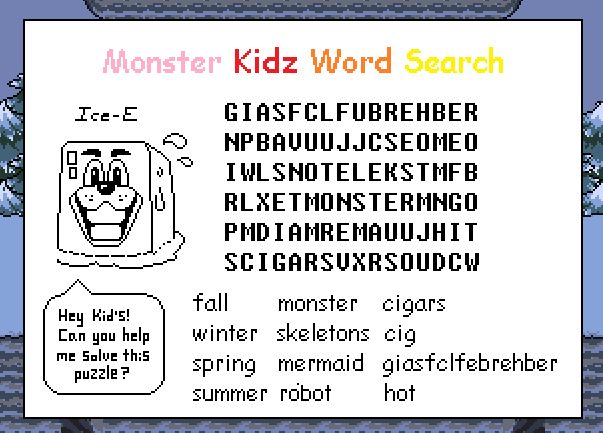 undertale screenshot: word search