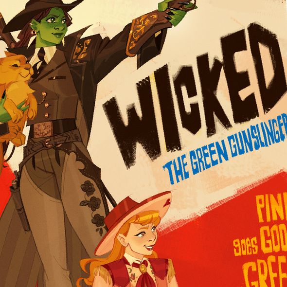 A sample of crowwkui's art. It shows Glinda and Elphaba in a Wild West AU.