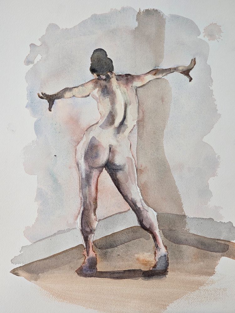 S curved figure painting watercolor. 