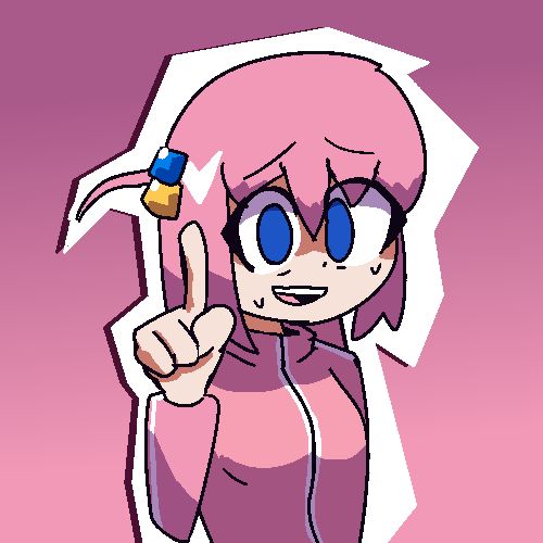 Bocchi, raising a finger while looking quite anxious