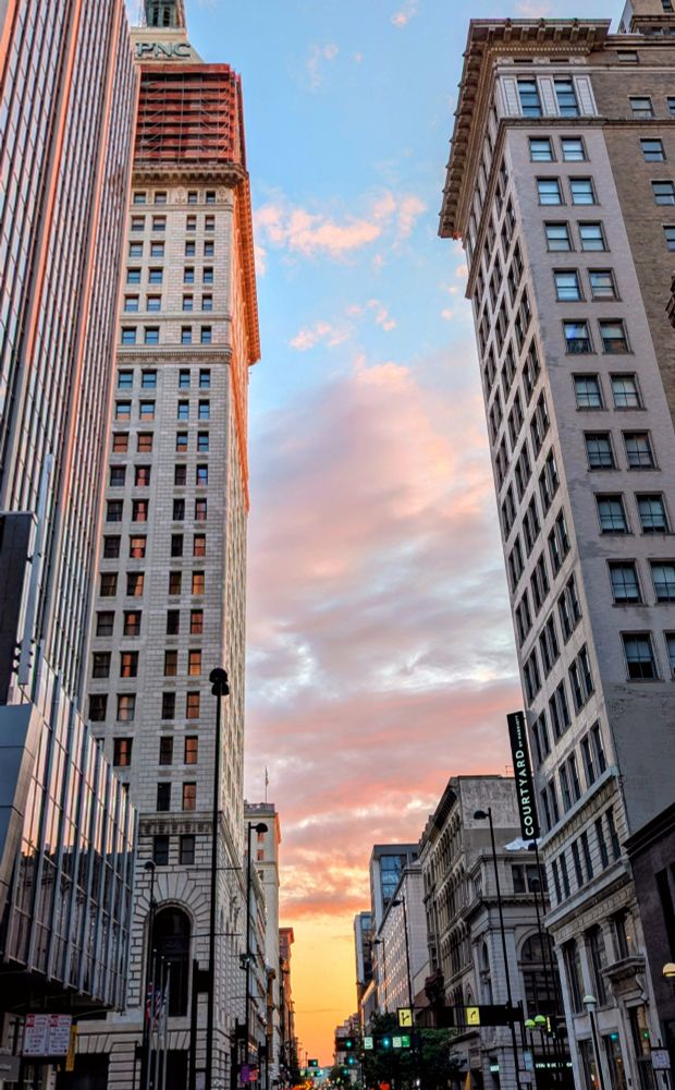 Downtown Cincinnati 4th Street Sunset