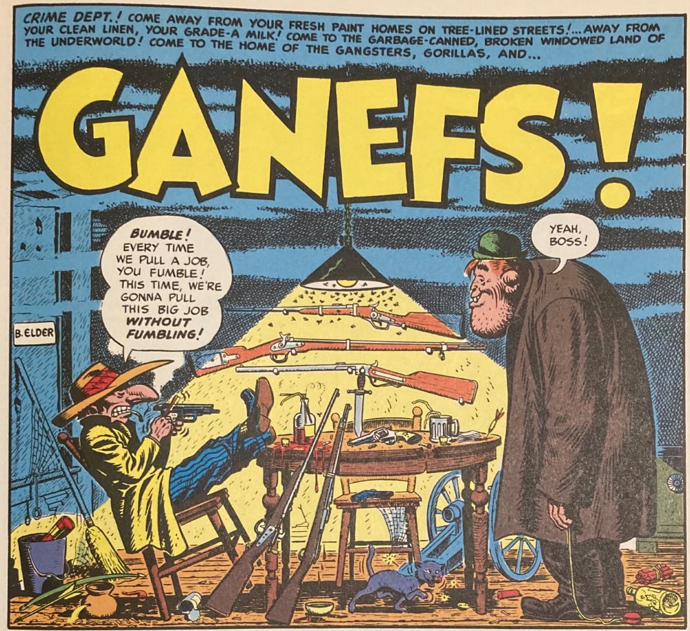 The splash panel from a story in Mad Magazine #1, entitled “Ganefs!”