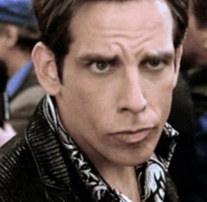 ben stiller in Zoolander making his infamous Blue Steel expression but with very deep concern