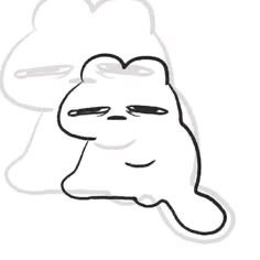 A line art reaction meme of some exhausted cat thing totally dissociating 