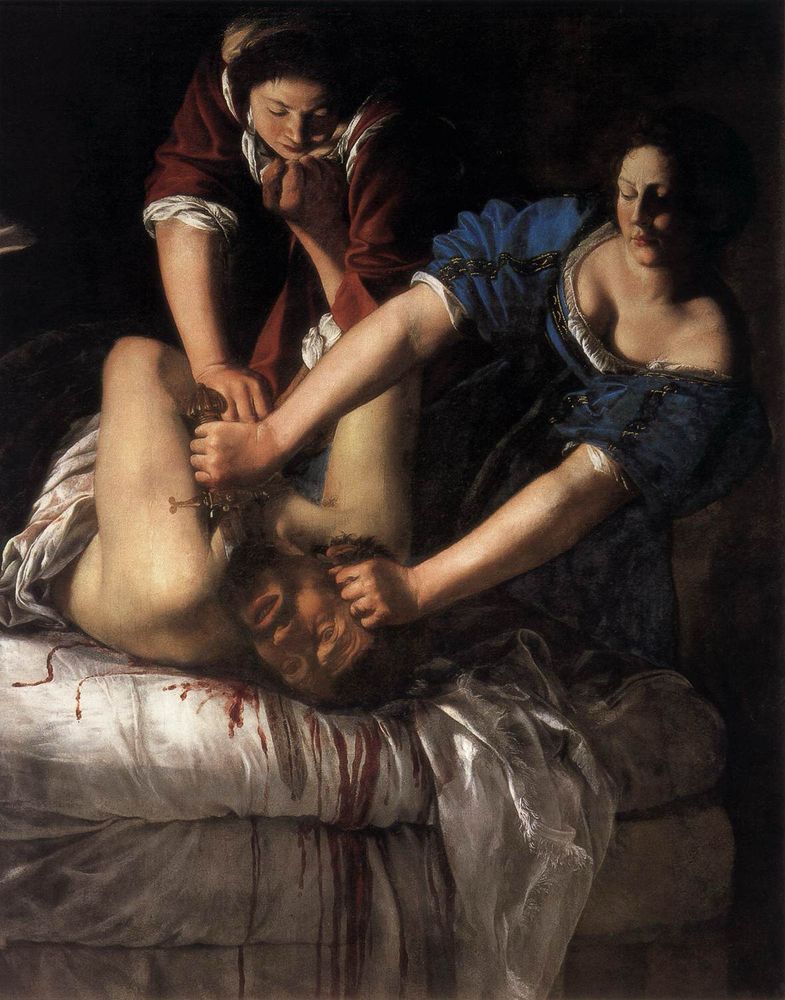 The painting Judith Slaying Holofernes by Artemisia Gentilischi, 1612-1613