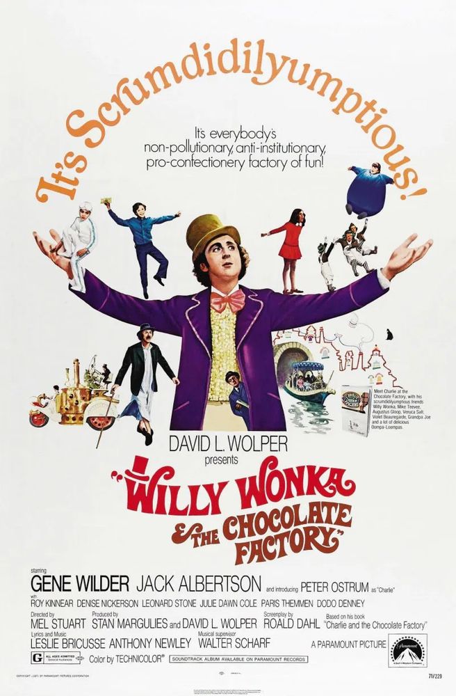 Filmposter van Willy Wonka and the chocolate factory.