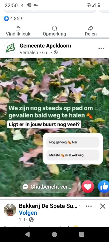 Een instagram bericht over het weggalen van gevallen bald.
