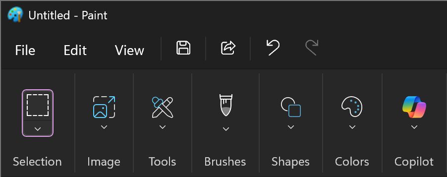 Screenshot of pbrush with a Copilot tab.