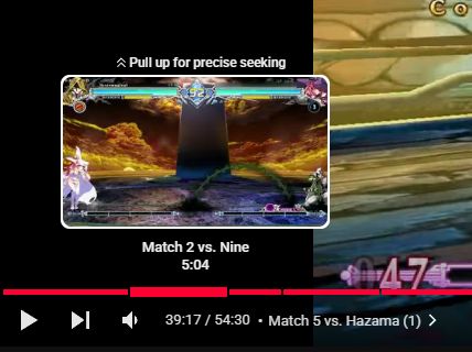 Screenshot of the bottom left corner of a youtube video. It is showcasing the fact that the play bar is split up into chapters.