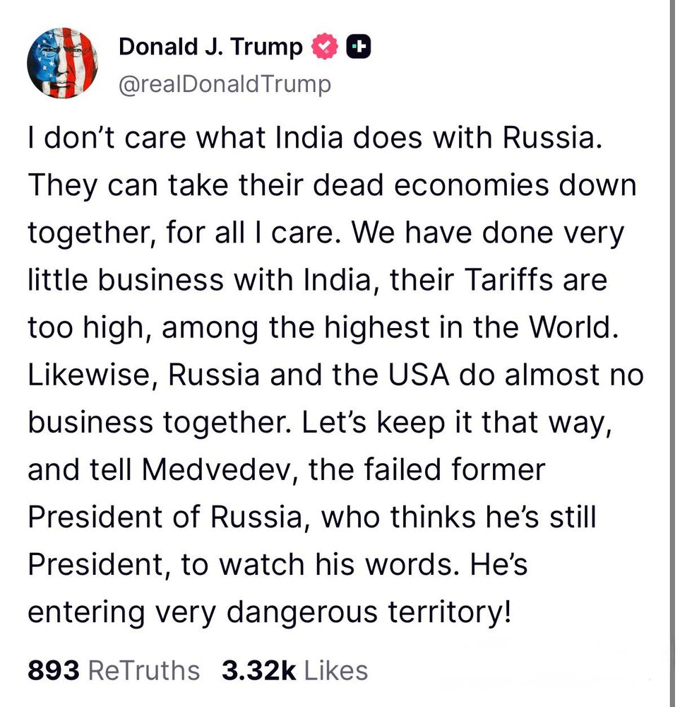 Donald Trump threatens Dmitry Medvedev and advises him to watch his words.