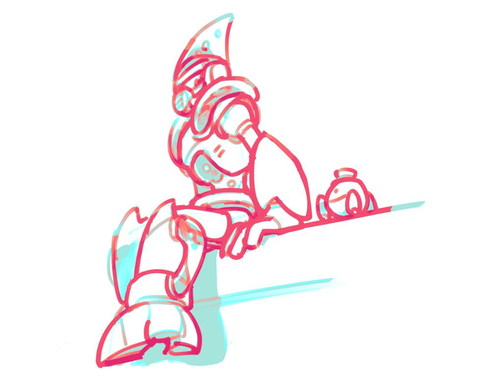 落書き。コシュパイダーと並んでプールの縁に座るアシッドマン。