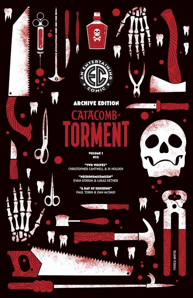 Variant cover to Catacomb of Torment 5 by Patricia Martin Samaniego. The new issue comes out next Wednesday. I wrote a story for the EC horror anthology called Necronomicomicon. Published by Oni Press. 
