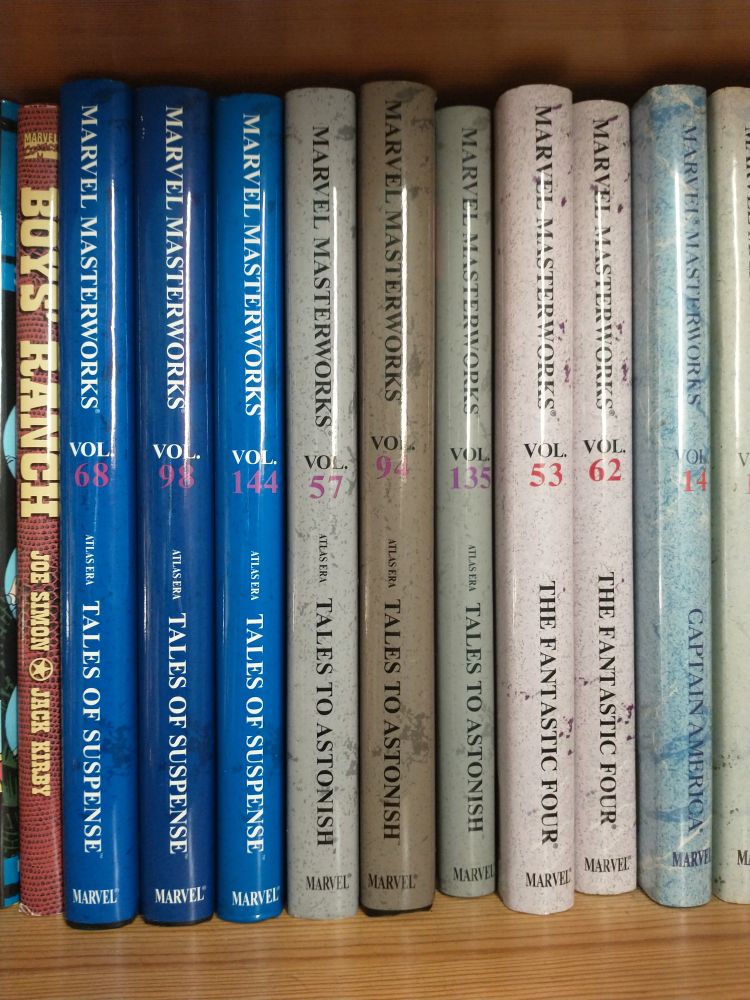 A selection of Marvel Masterworks editions featuring Jack Kirby comics. 