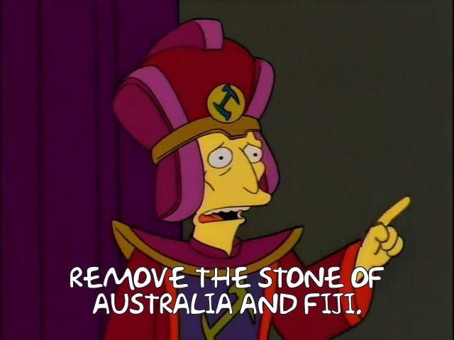 Remove the stone if Australia and Fiji