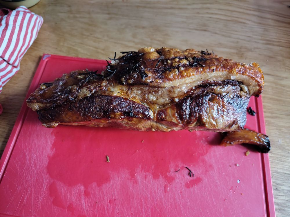 A picture of a roasted pork shoulder