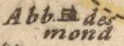 A section from a mid-17th century map with the same abbey listed as "Abb. des mond"