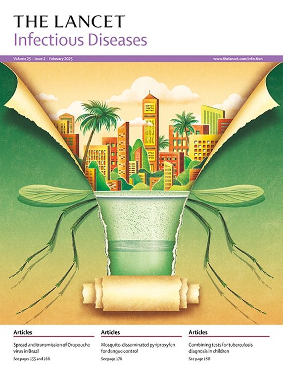 February cover illustrating mosquito disseminating insecticide to control dengue in Brazil