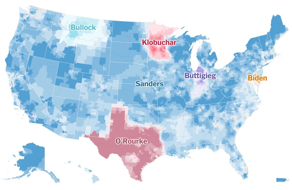 2020 primary candidate donation. map, lotta Sanders