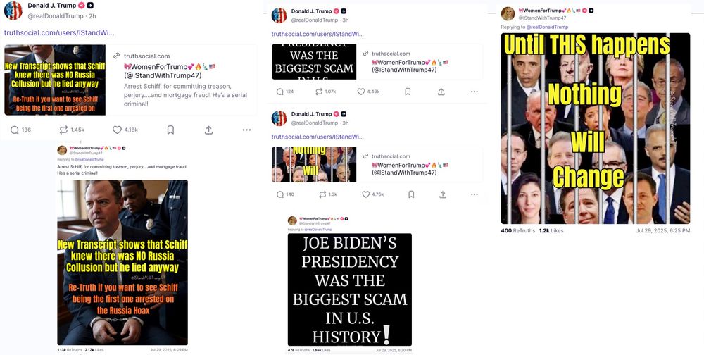 Trump amplifying posts from @IStandWithTrump47.