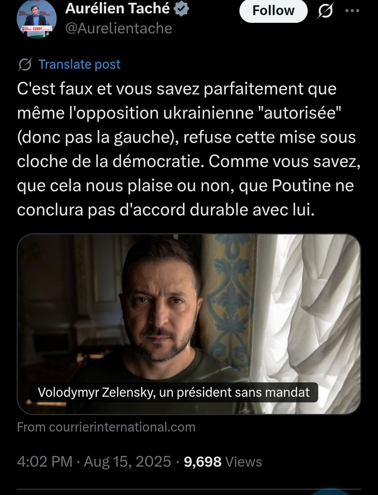 Pour Aurélien Taché l'opposition n'existe pas en Ukraine, c'est pour ça que Zelensky doit démissionner.
