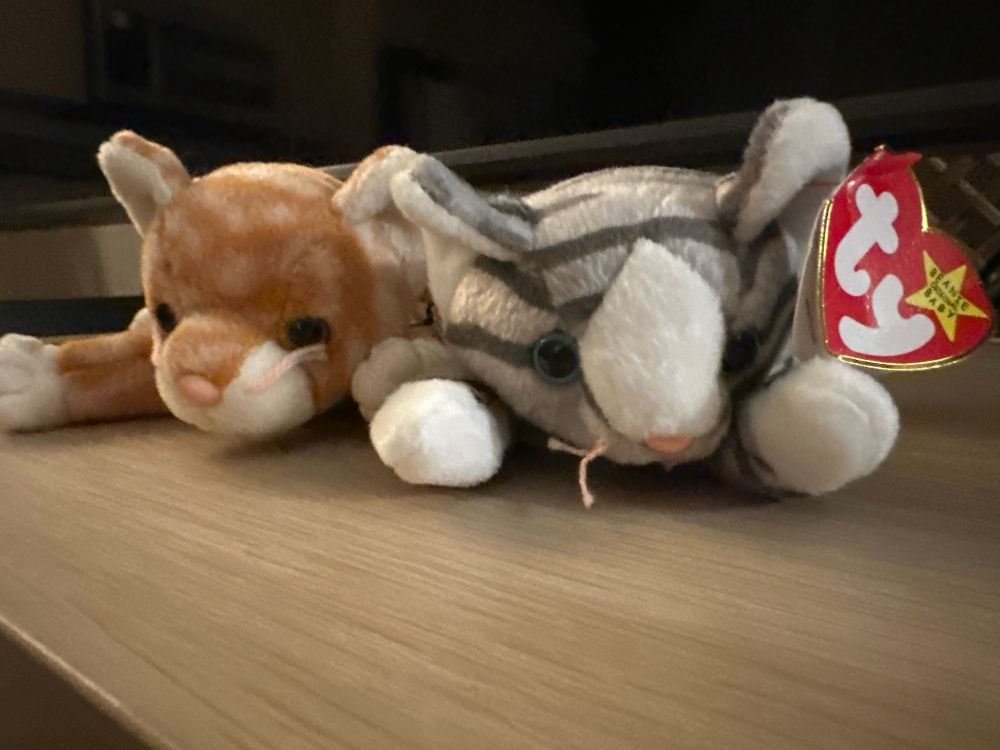Orange and gray cat beanie babies