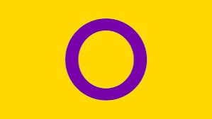 intersex flag: yellow background with purple ring in the middle