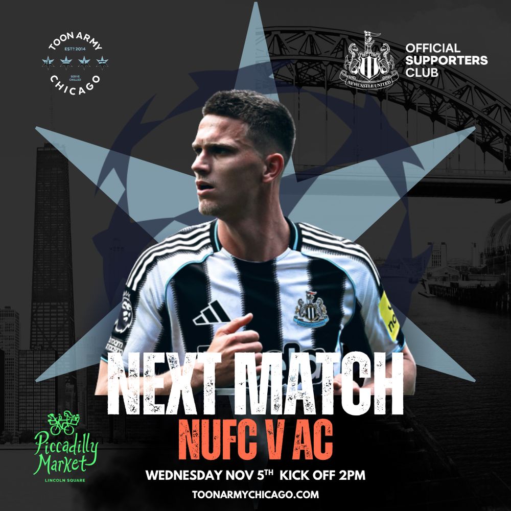 Sven Botman of NUFC used for promotion of the Champions League game tomorrow for Toon Army Chicago