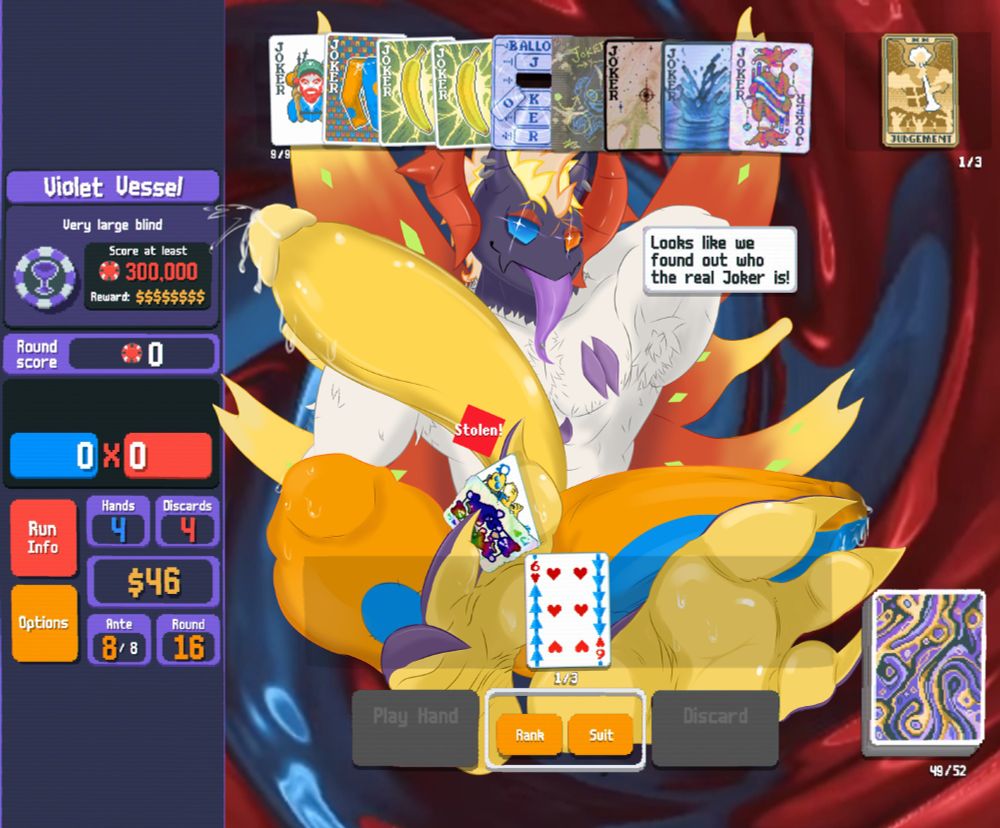 Hatch steals your played Pair of Jacks, smugly replied "Looks like we found out who the real Joker is!"