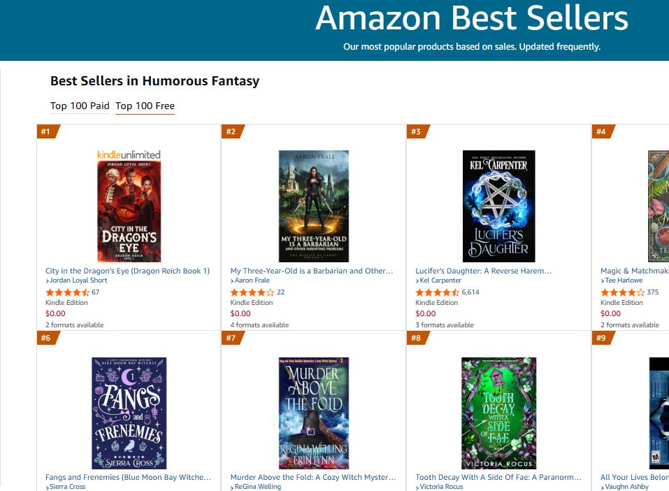 City in the Dragon's Eye is #1 in the Humorous Fantasy free section on Amazon.