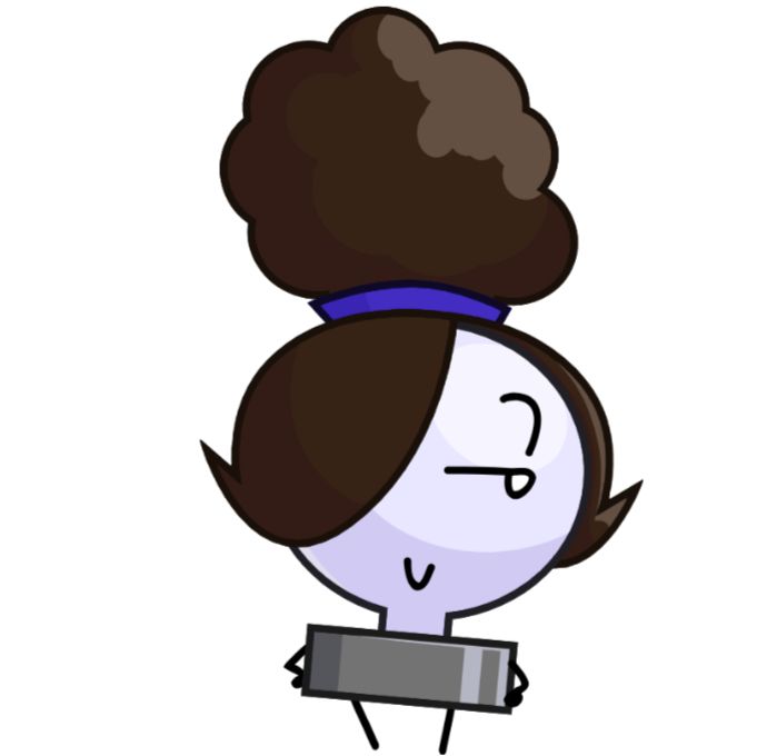 a metal stand with a circle connected to a square as the neck with brown hair.