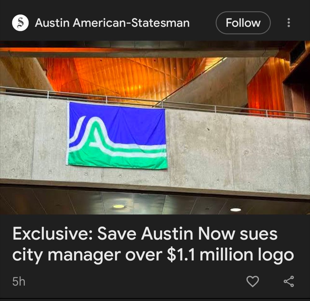 Austin American Statesman headline.
Exclusive: Sace Austin Now sues city manager over $1.1 million logo