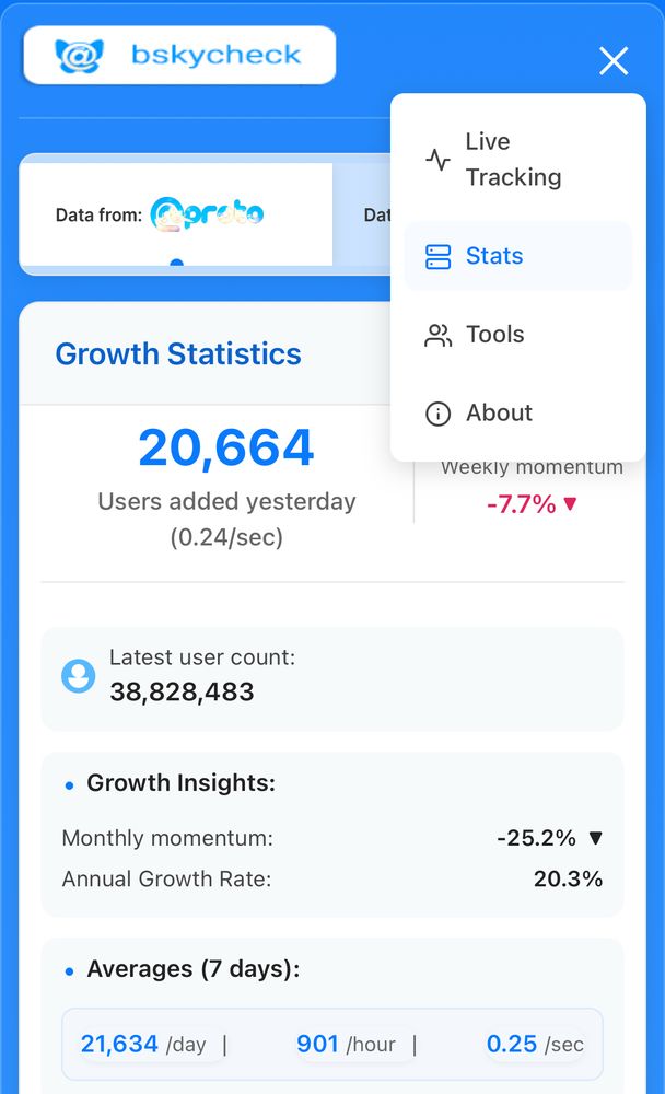 Screenshot of the website https://bskycheck.com/