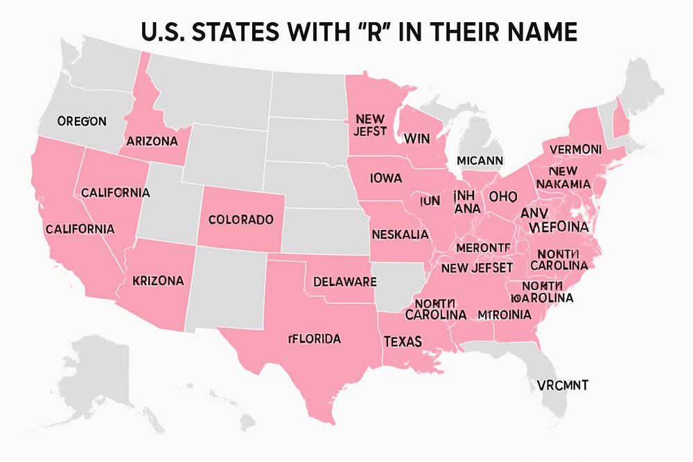 A shitty map created by ChatGPT5.  it purports to be US States with an R in their name, but it's wrong and dumb and worthless just like LLMs.