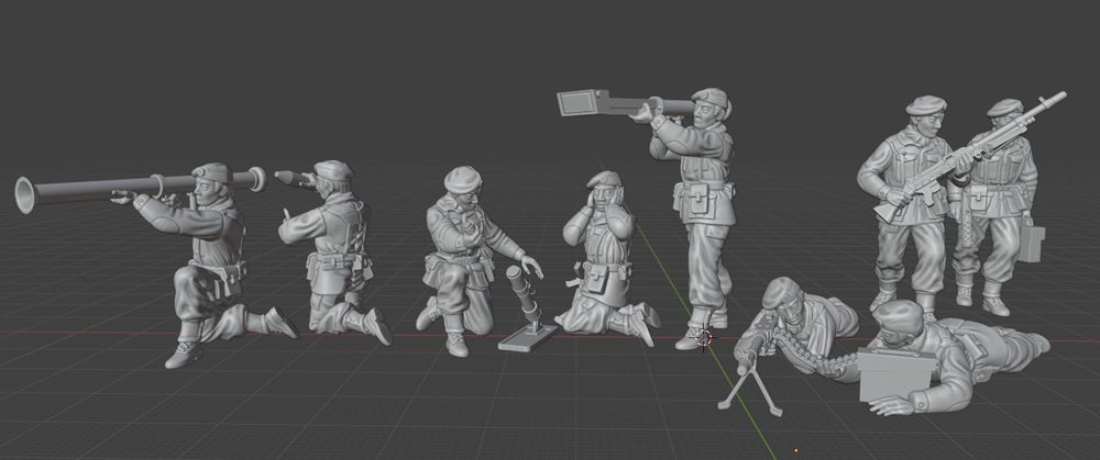 Digital sculpts of UNIT soldiers from 1970's Doctor Who with a variety of heavy weapons.