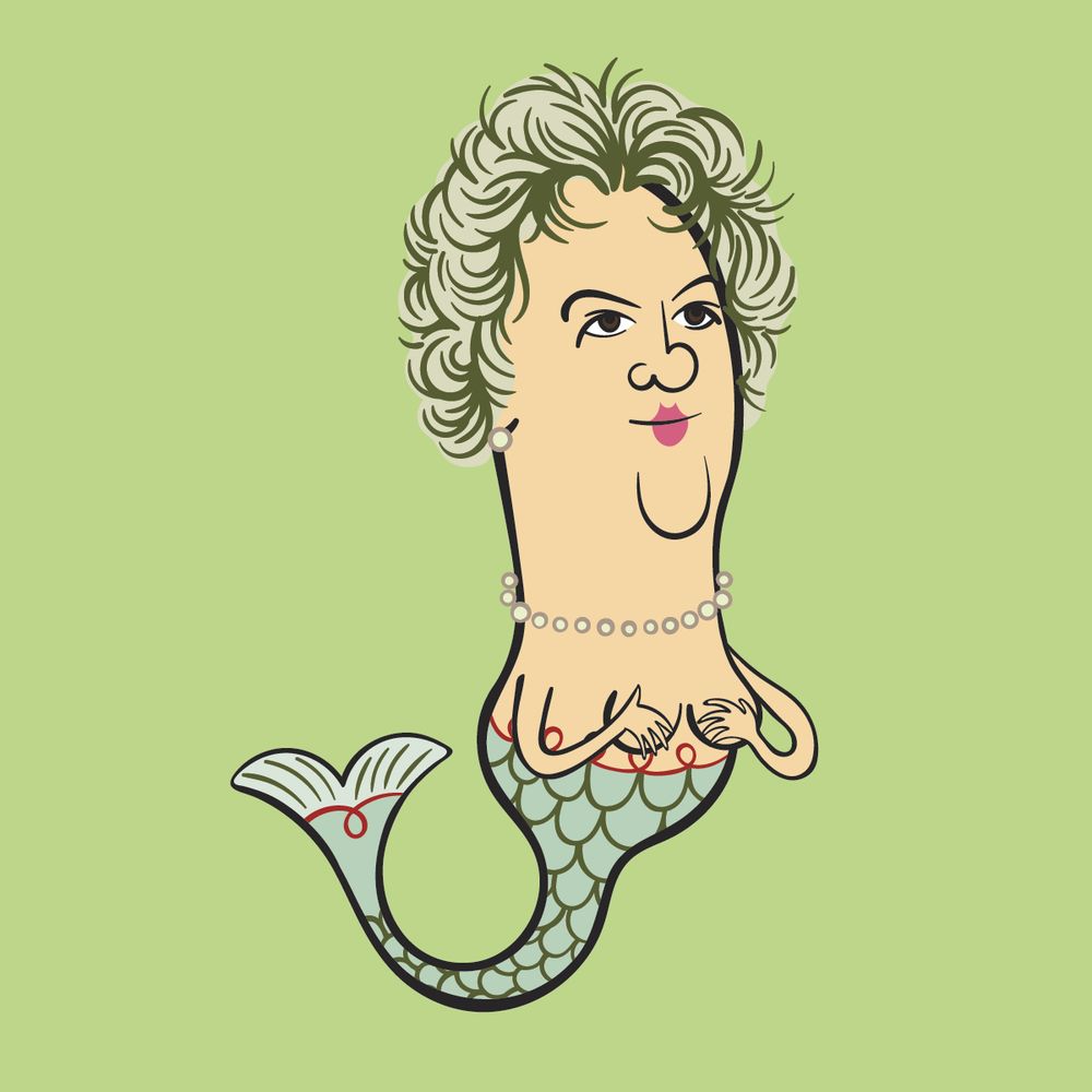 A vector drawing of Bea Arthur as a mermaid. 