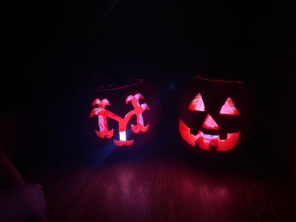 Two very well carved pumpkins