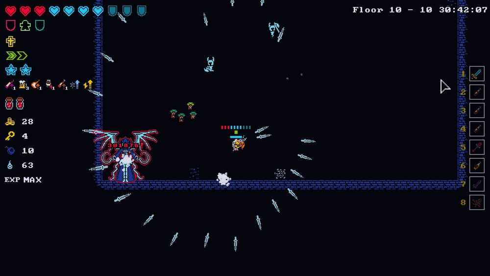 bunny's old screenshot with a lot of damage dealt to the boss with knives. 