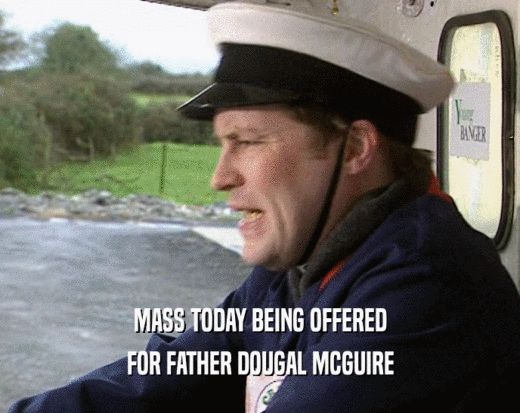 A gif from Father Ted of the priests delivering a mass when Father Dougal is stuck on a milk float rigged with explosives.