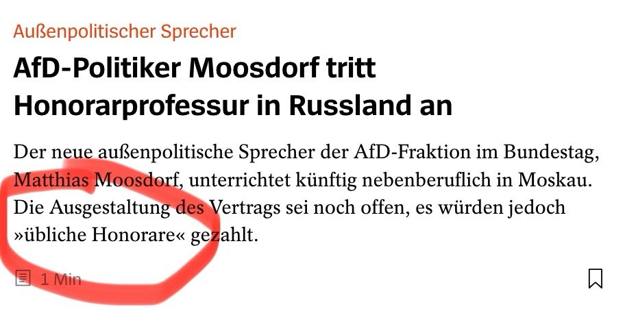 Außenpolitischer Sprecher
AfD-Politiker Moosdorf tritt
Honorarprofessur in Russland an
Der neue außenpolitische Sprecher der AfD-Fraktion im Bundestag, Matthias Moosdorf, unterrichtet künftig nebenberuflich in Moskau.
Die Ausgestaltung des Vertrags sei noch offen, es würden jedoch »übliche Honorare« gezahlt.