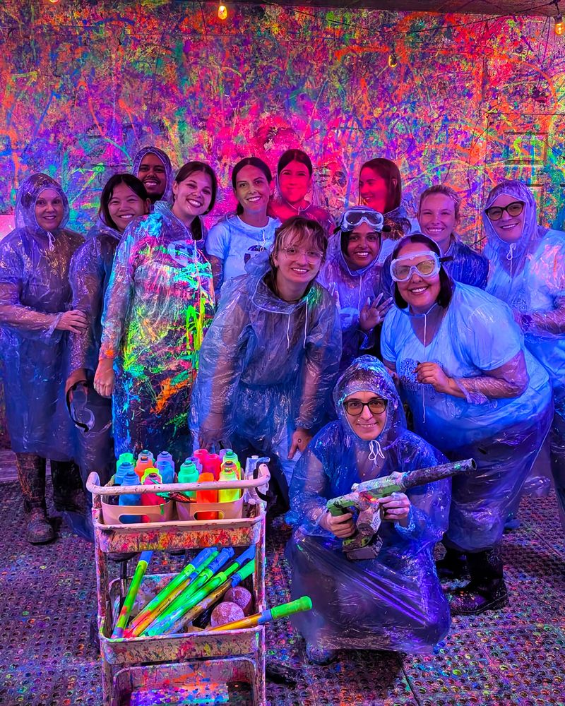 Group photo of Teen Lifeline staff at Spin Art Nation Studio in Phoenix for the summer staff retreat.