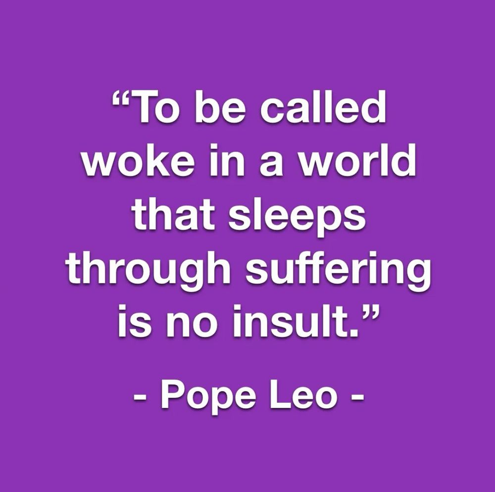 To be called woke in a world that sleeps through suffering is no insult 

~ Pope Leo ~