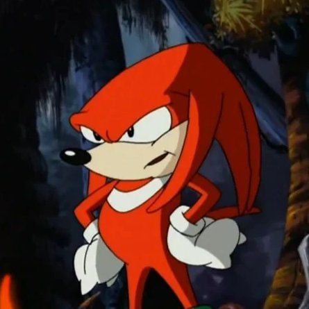 It’s a picture of knuckles the echidna looking cool as fuck. Hands on his waist, smug chubby muzzle.