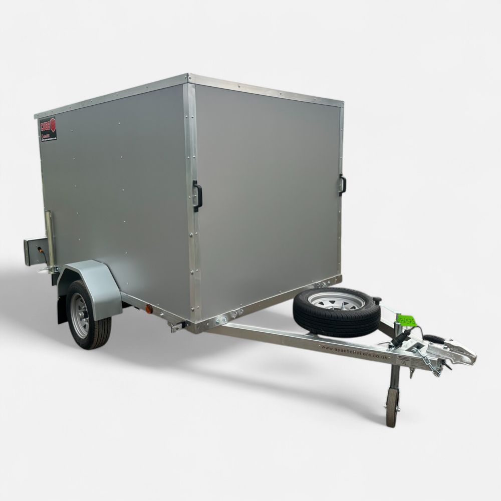 7ft x 5ft Cube Pro 75 Box Trailer with 5ft Internal Height & Rear Loading Ramp in Silver Grey product photo