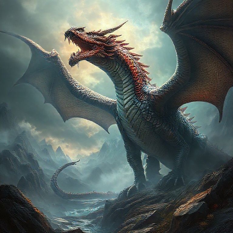 AI generated dragon image: Epic dragon in mystical landscape, professional fantasy art, detailed scales, dramatic lighting, ult...