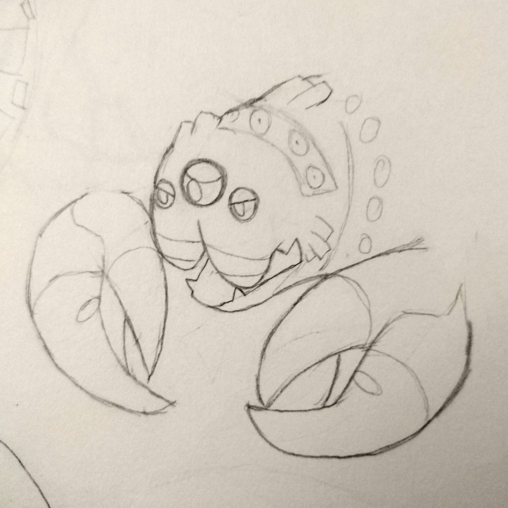 a s'morepion's head and claws, looking angry