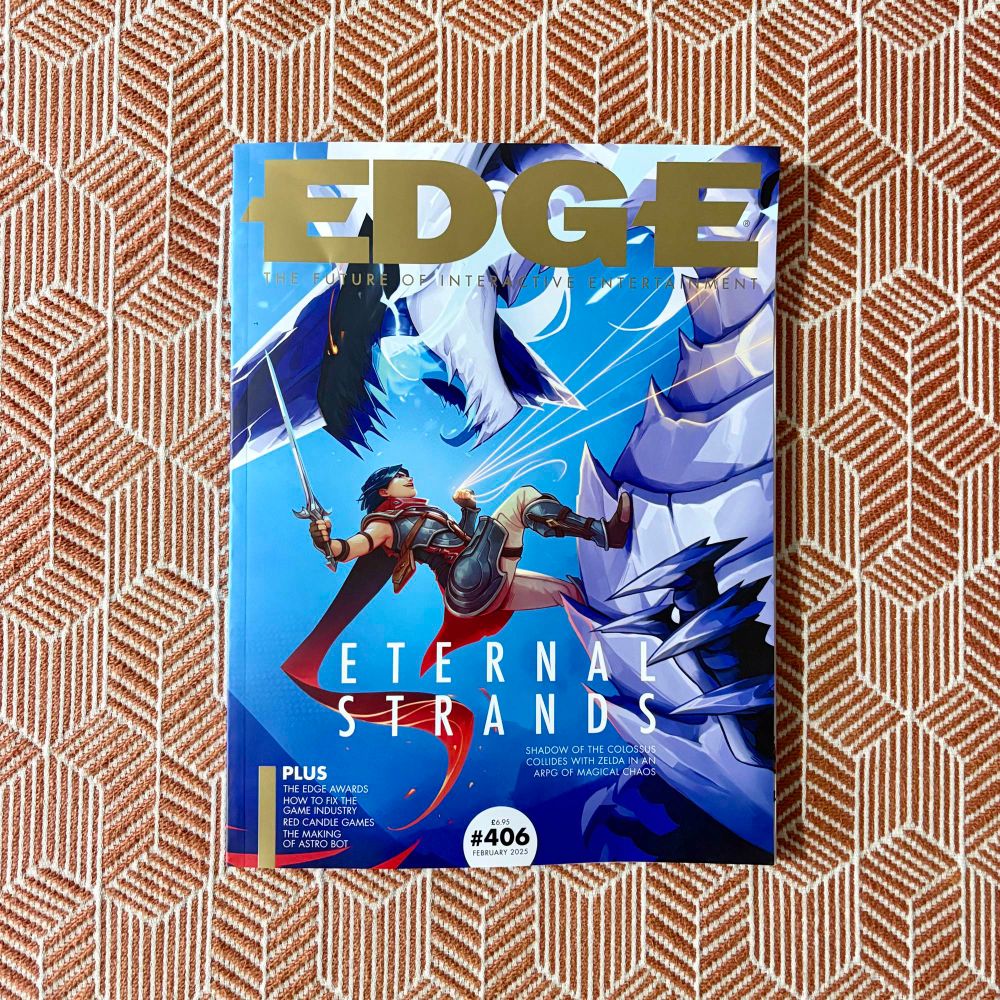 Edge Magazine cover showing artwork from Eternal Strands by Yellow Brick Games.