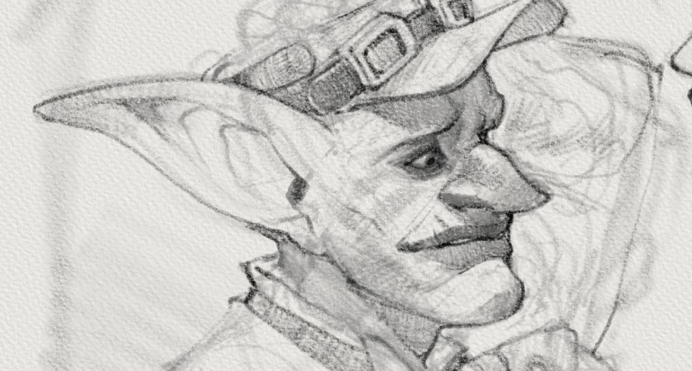 a digital pencil sketch of gazlowe from world of warcraft