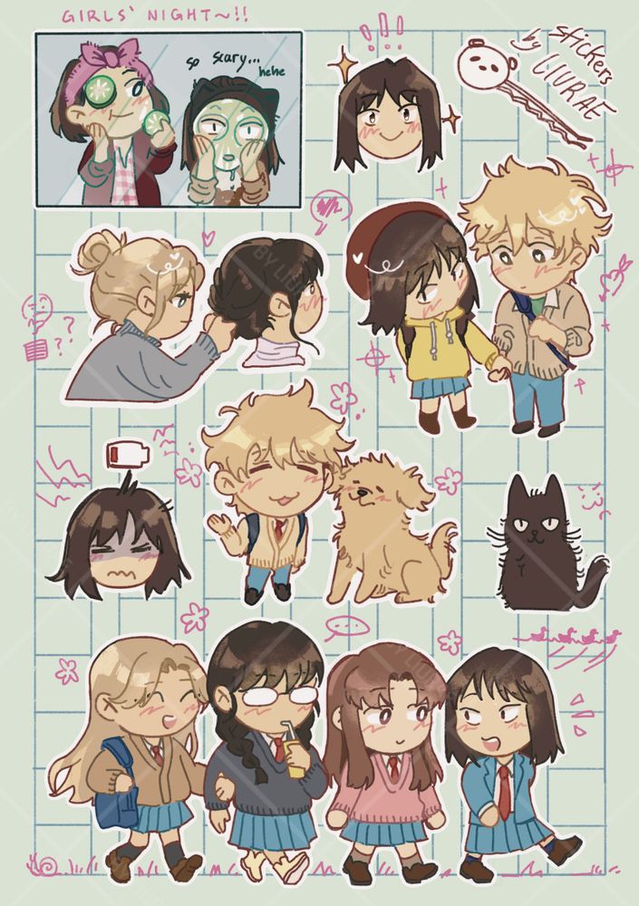 Stickersheet of characters from "Skip to Loafer."