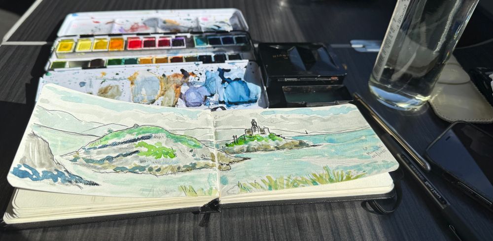 Painting watercolour on Train to Paddington