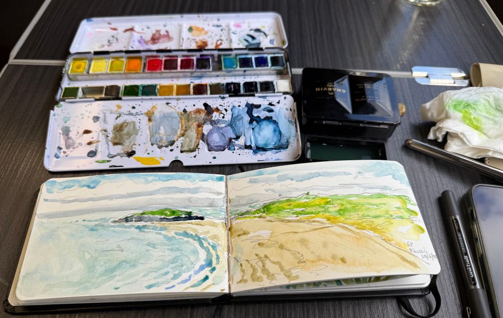 Rhossili and Llangennith bay plein air drawing/watercolour